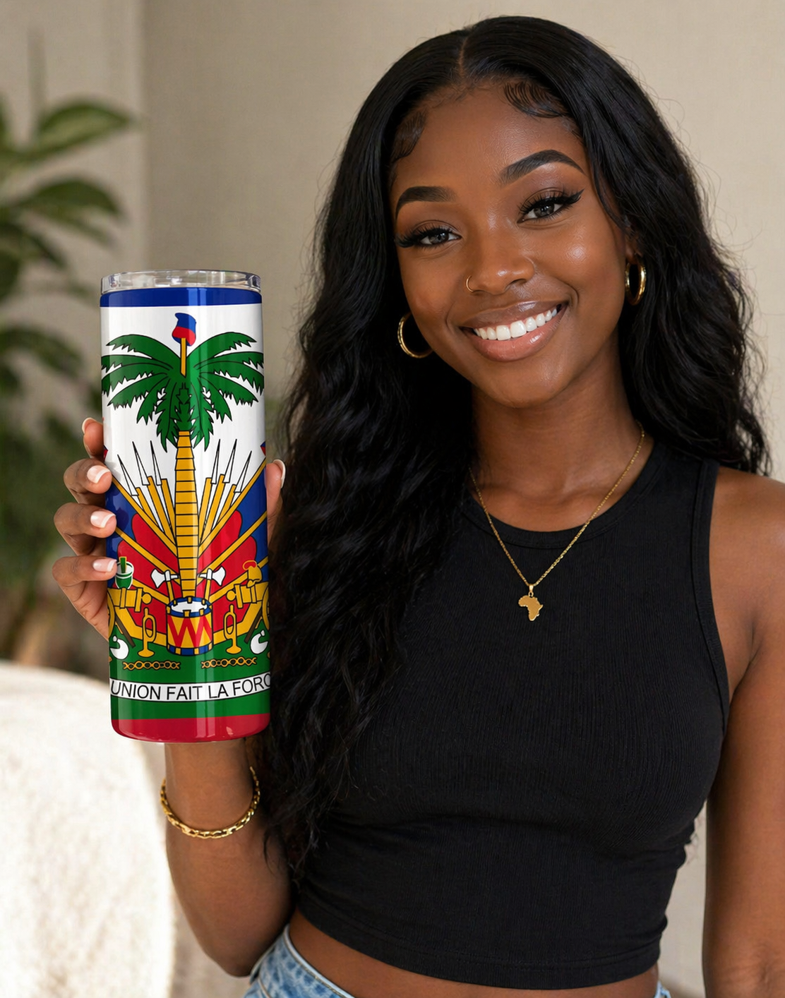Haiti Flag Design Straight Tumbler
