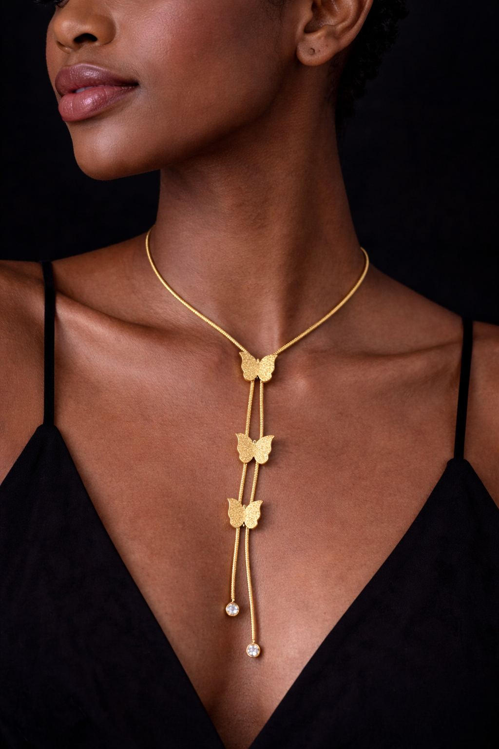 Butterfly Drop Lariat Necklace
