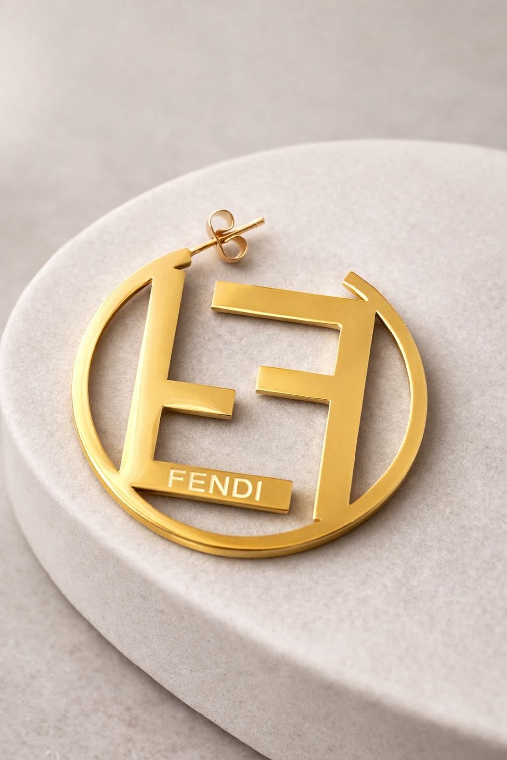 Luxe “F” Emblem Statement Hoop