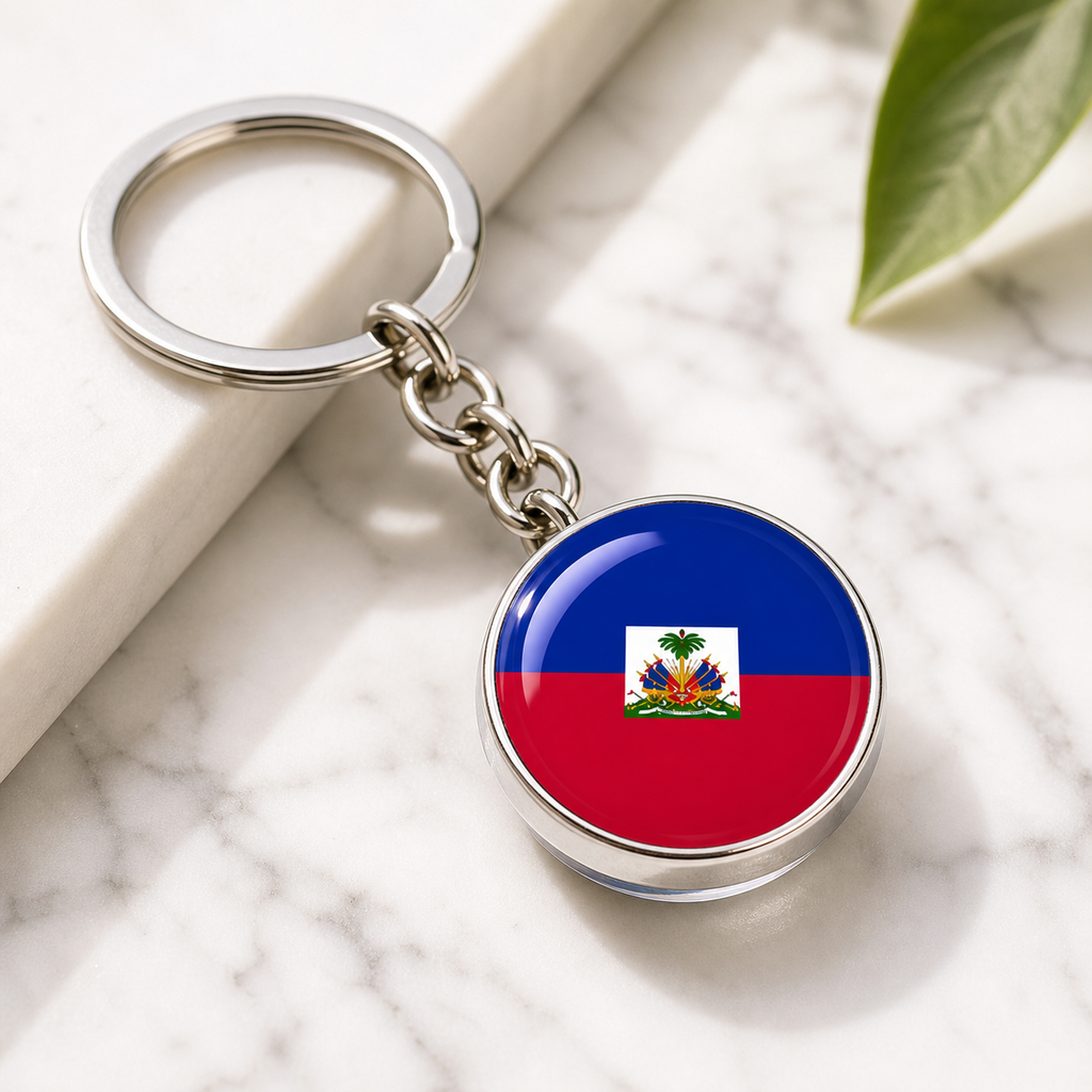 Haiti Glass Ball Keychain