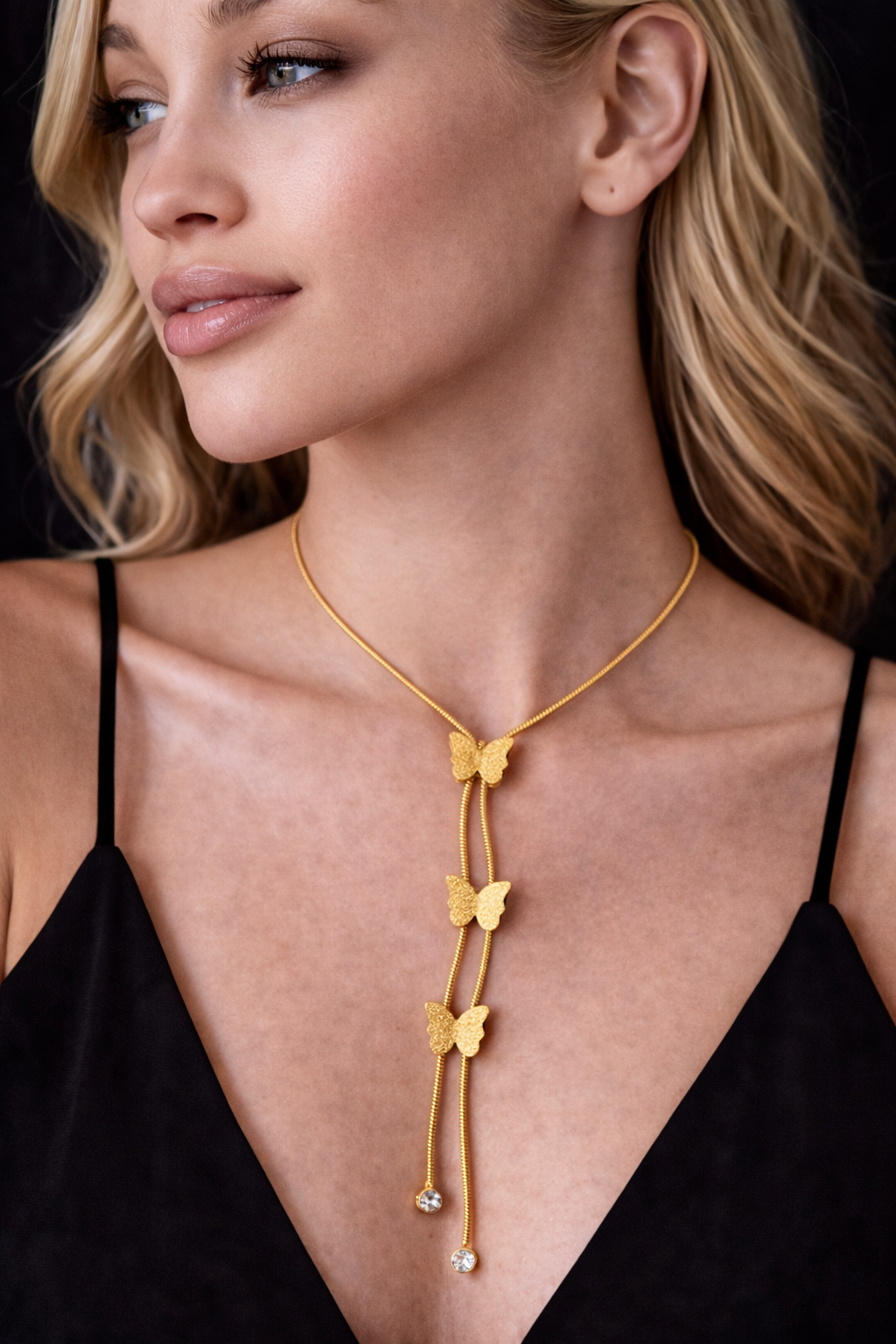 Butterfly Drop Lariat Necklace