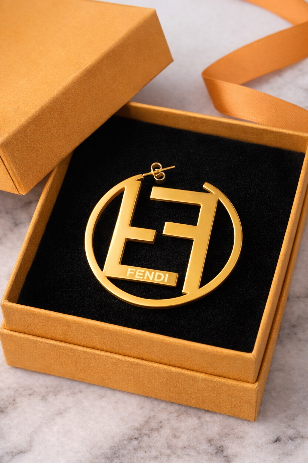 Luxe “F” Emblem Statement Hoop