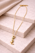 Laurent Signature Gold Logo Pendant Necklace