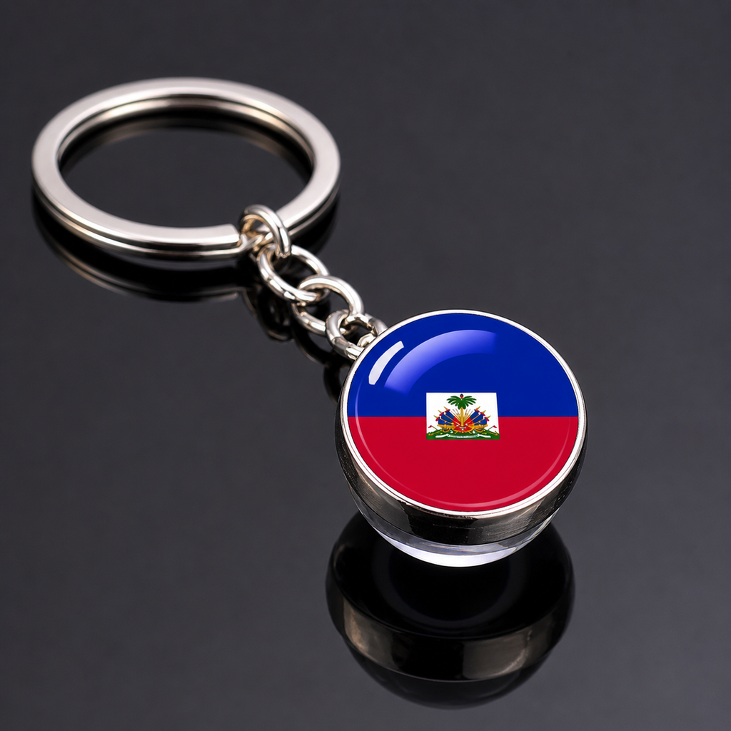 Haiti Glass Ball Keychain