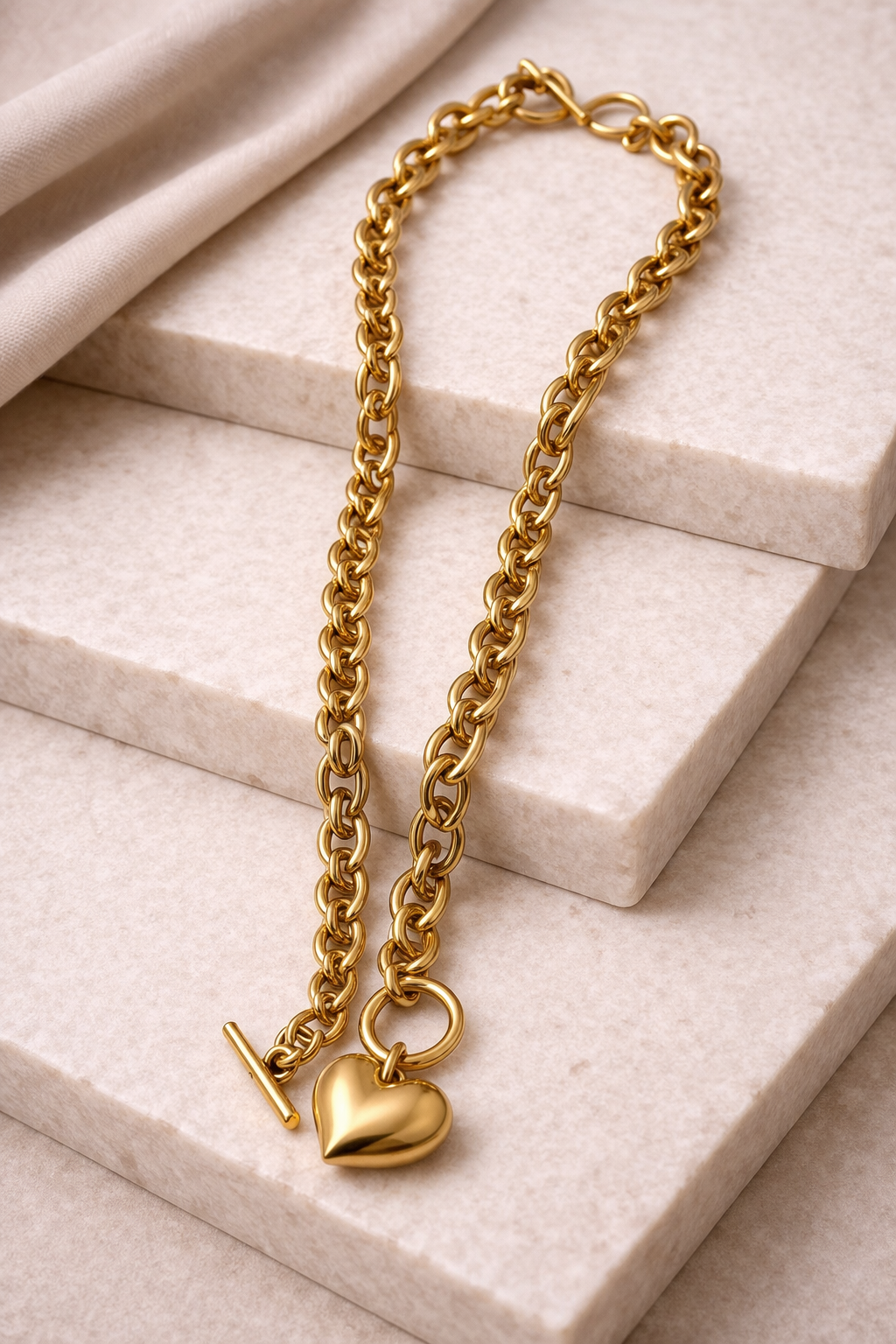 Bold Heart Chain Necklace