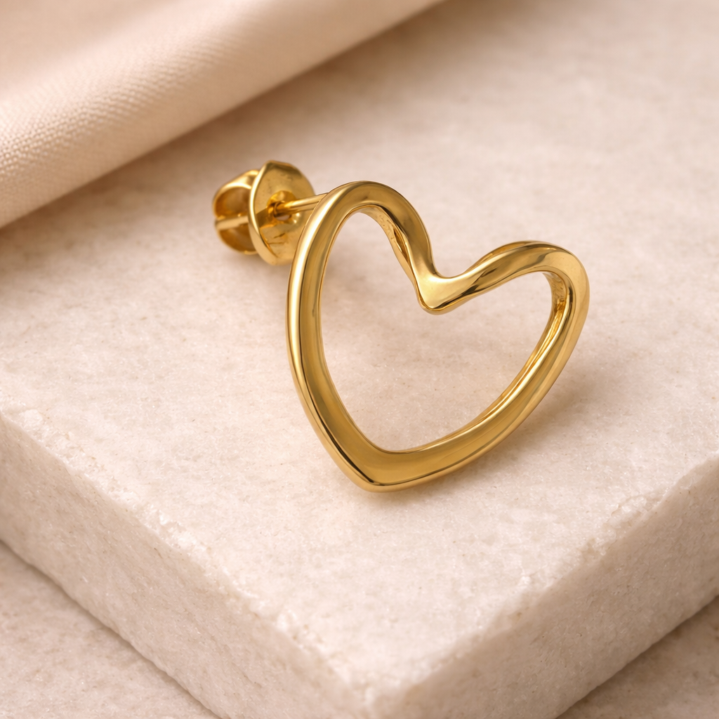 Open Heart Gold Stud Earring