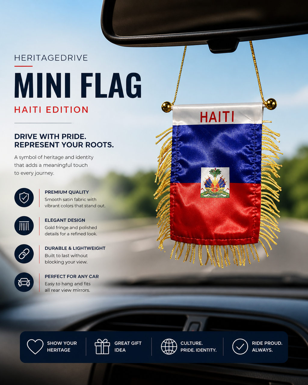 HeritageDrive Mini Flag (Haiti Edition)