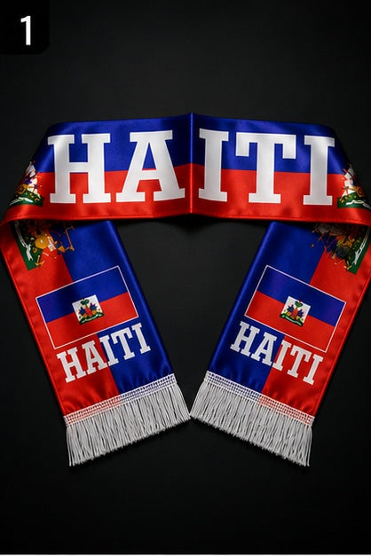Haiti Flag Double-Sided Printed Satin Scarf