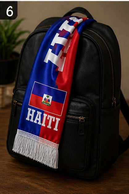 Haiti Flag Double-Sided Printed Satin Scarf