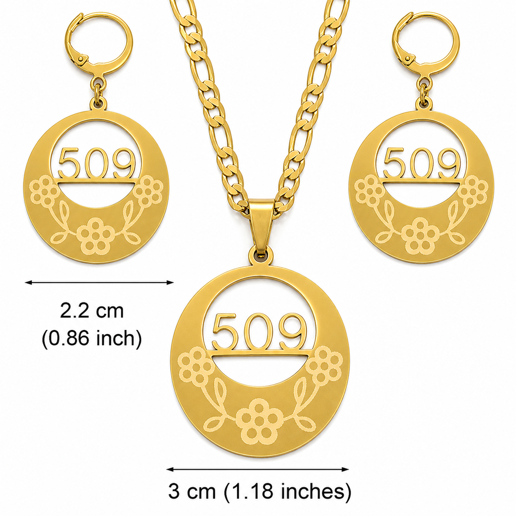 Haiti AREA CODE “509” Jewelry Set